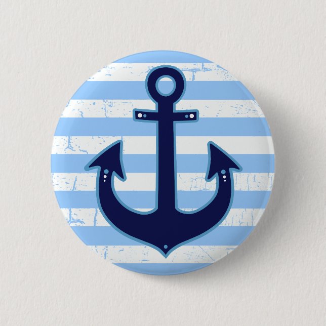 Badge Rond 5 Cm yachting striped navy anchor (Devant)