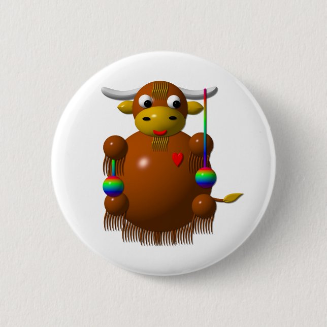 Badge Rond 5 Cm Yak jouant avec des Yo-Yo (Devant)