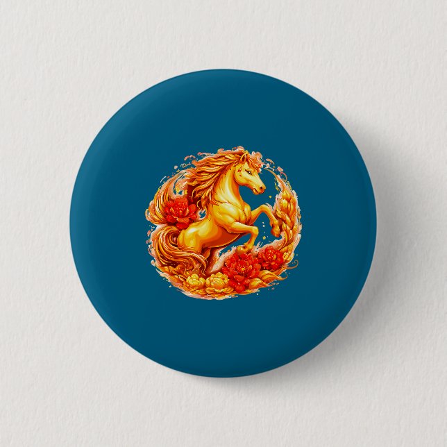 Badge Rond 5 Cm Year Of The Horse Chinese Lunar Zodiac Astrology A (Devant)