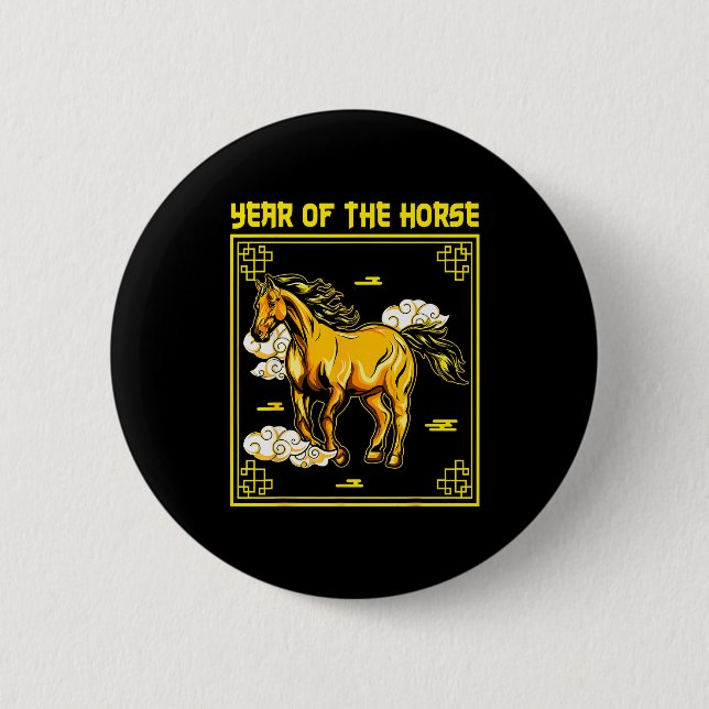 Badge Rond 5 Cm Year Of The Horse Chinese Zodiac Chinese New Year  (Devant)