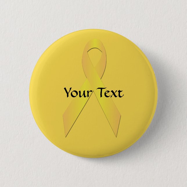 Badge Rond 5 Cm Yellow Awareness Ribbon Button Template (Devant)