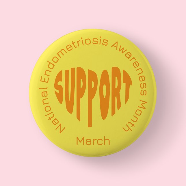 Badge Rond 5 Cm Yellow National Endometriosis Awareness Month (Endo)