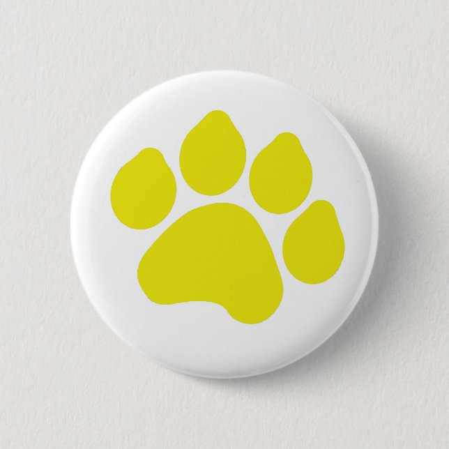 Badge Rond 5 Cm Yellow Paw Print Button (Devant)