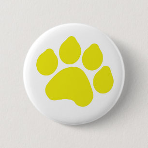 Badge Rond 5 Cm Yellow Paw Print Button