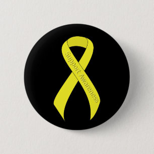 Badge Rond 5 Cm Yellow Ribbon Support Awareness
