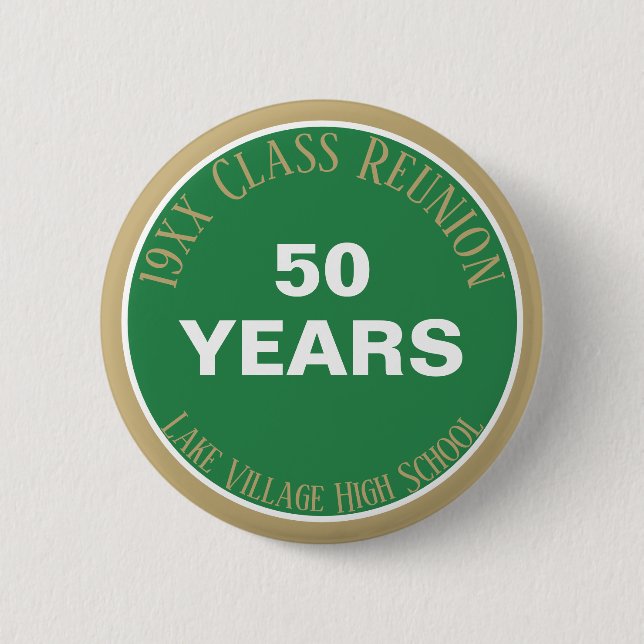 Badge Rond 5 Cm YES! Custom 50th class reunion button (Devant)