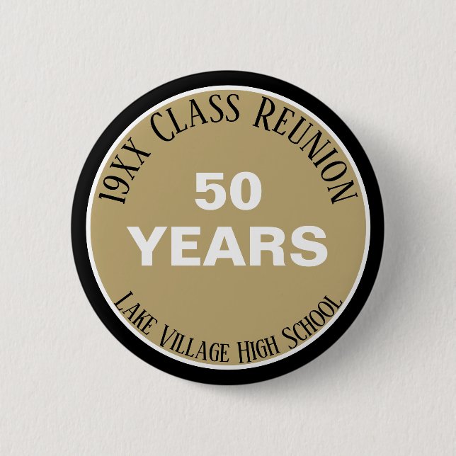 Badge Rond 5 Cm YES! Custom 50th class reunion button (Devant)
