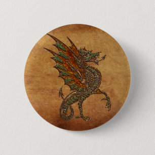 Badge Rond 5 Cm Yes Old Medieval Dragon Design