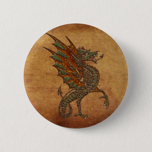 Badge Rond 5 Cm Yes Old Medieval Dragon Design (Devant)