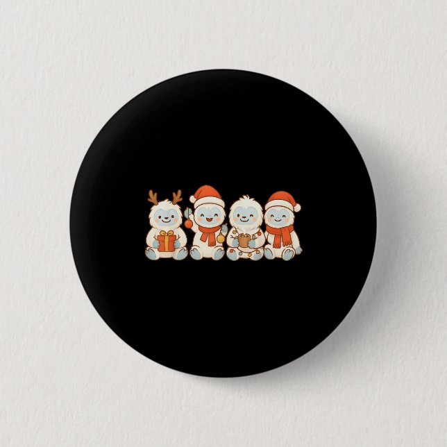 Badge Rond 5 Cm Yetis Kids Boys Girls Christmas Yetis  (Devant)
