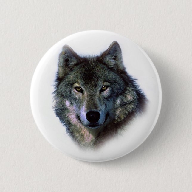 Badge Rond 5 Cm Yeux de loup gris (Devant)