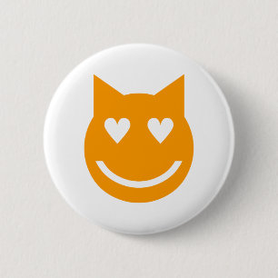 Badge Rond 5 Cm Yeux en forme de coeur Emoji
