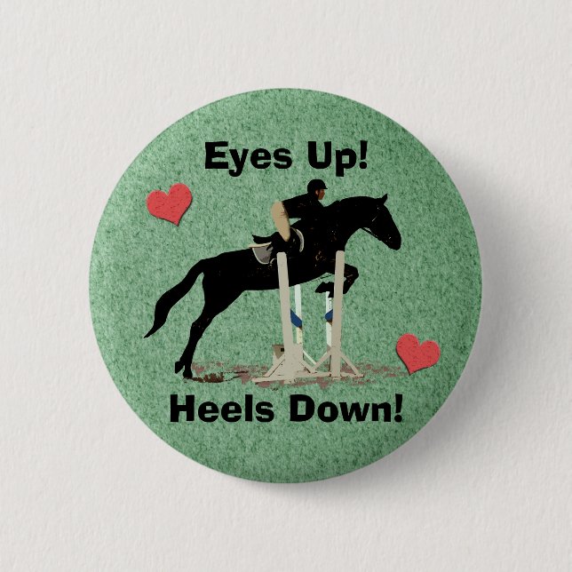 Badge Rond 5 Cm Yeux ! Talons vers le bas ! Pullover de cheval (Devant)