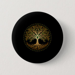 Badge Rond 5 Cm Yggdrasil, Celtique, Arbre, Vie, Nordique, Mytholo
