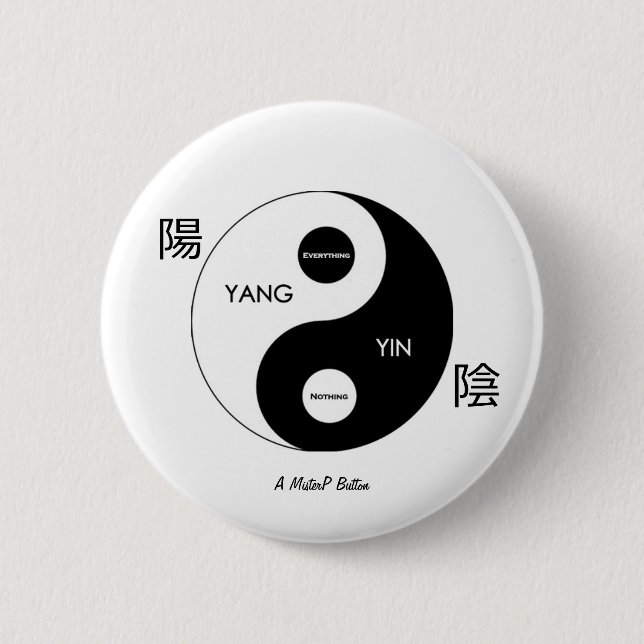 Badge Rond 5 Cm Yin et Yang - Bouton MisterP (Devant)