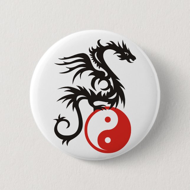 Badge Rond 5 Cm Yin et Yang Dragon (Devant)