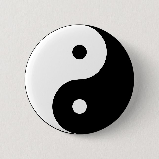 Badge Rond 5 Cm Yin et yang (yin-yang, yin yang, 陰 陽). (Devant)