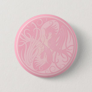 Badge Rond 5 Cm Yin rose Yang Phoenix