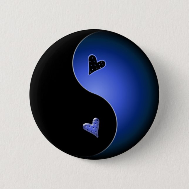 Badge Rond 5 Cm yin yang bleu (Devant)