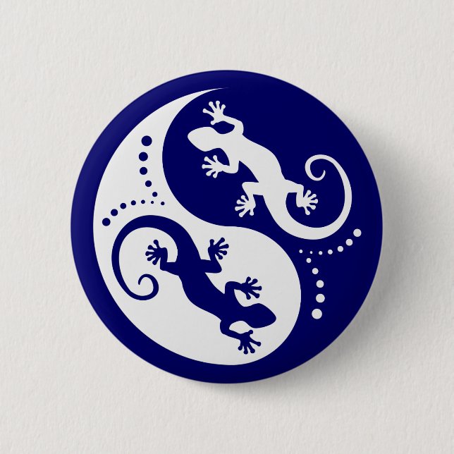 Badge Rond 5 Cm YIN & YANG Geckos white + your idea (Devant)