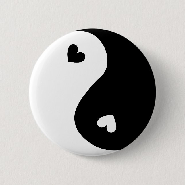 Badge Rond 5 Cm Yin Yang Hearts Design (Devant)