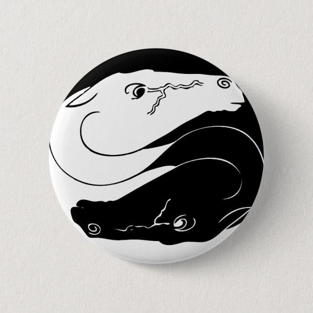 Badge Rond 5 Cm Yin Yang Horse Pin (Devant)
