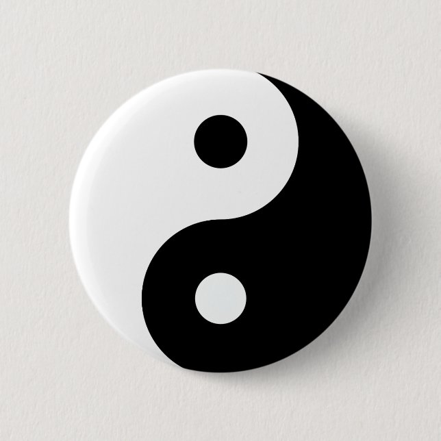Badge Rond 5 Cm Yin Yang noir et blanc (Devant)