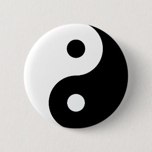 Badge Rond 5 Cm Yin Yang noir et blanc