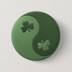 Badge Rond 5 Cm Yin Yang Shamrocks