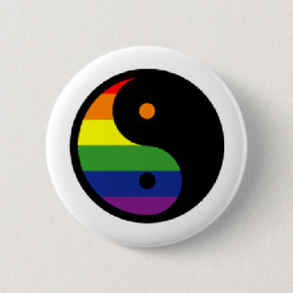 Badge Rond 5 Cm Yin-Yang-Symbole-Arc-en-ciel