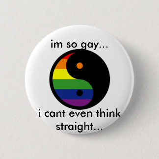 Badge Rond 5 Cm Yin-Yang-Symbole-Arc-en-ciel, im si gai…, je