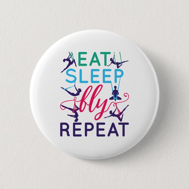 Badge Rond 5 Cm Yoga Aérien Manger Sleep Vol Répéter (Devant)