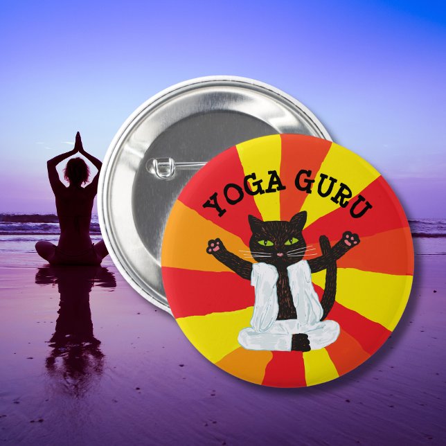 Badge Rond 5 Cm Yoga cadeau chat guru enthousiaste méditation paix (Créateur téléchargé)