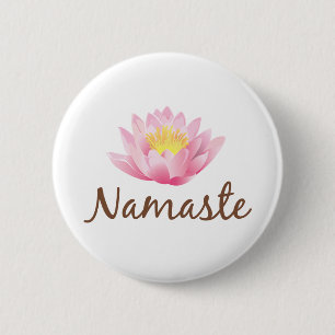 Badge Rond 5 Cm Yoga de fleur de Namaste Lotus
