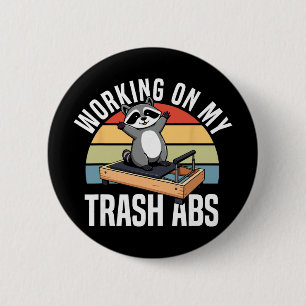 Badge Rond 5 Cm Yoga de raton laveur Travaillant sur mes abdominau