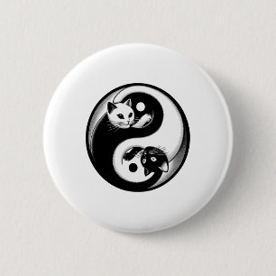 Badge Rond 5 Cm Yoga félin Tai Chi Mandala Zen Yin Yang