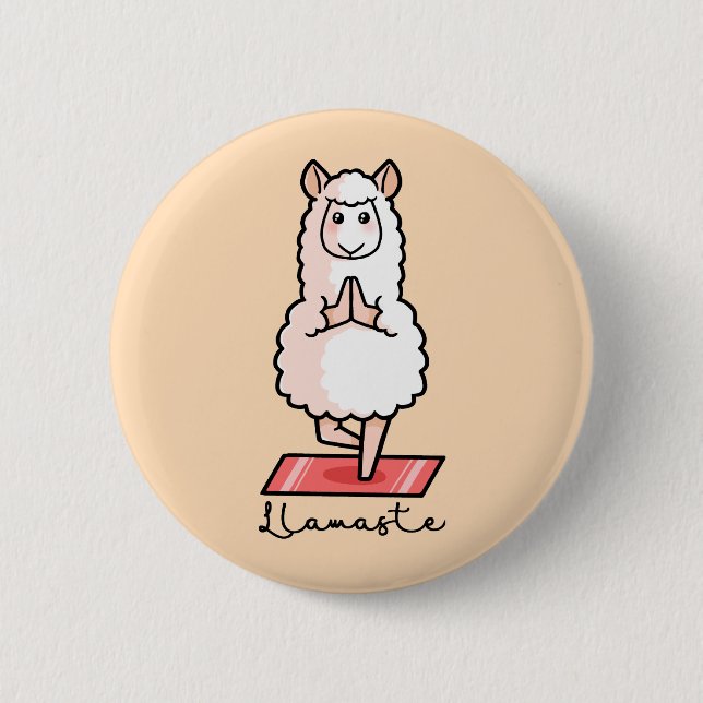 Badge Rond 5 Cm Yoga Llama - Llamaste (Devant)