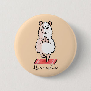 Badge Rond 5 Cm Yoga Llama - Llamaste