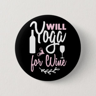 Badge Rond 5 Cm Yoga Lover Will Yoga Pour Vin