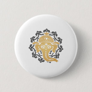 Badge Rond 5 Cm Yoga Mandala Eléphant Hindous Dharma Chakra Hindou