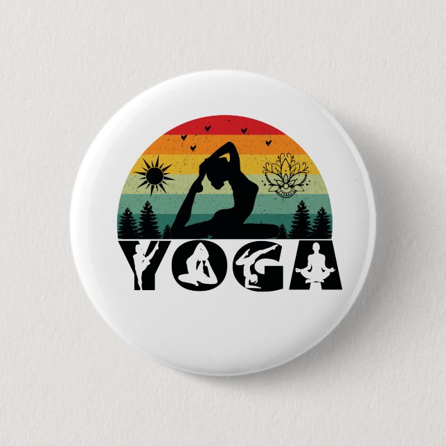 Badge Rond 5 Cm Yoga - Peace, Love & Light  (Devant)