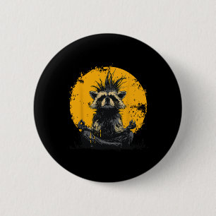 Badge Rond 5 Cm Yoga Punk Raton Laveur Zen Avec Iro!