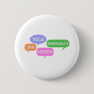 Badge Rond 5 Cm Yoga Spiritualité Zen Méditation Discours Bulles
