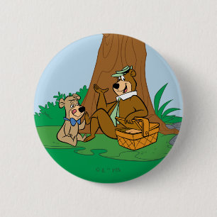 Badge Rond 5 Cm Yogi Bear et Boo-Boo pique-nique Snack