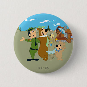 Badge Rond 5 Cm Yogi Ours et amis Accueil chaleureux