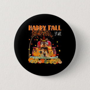 Badge Rond 5 Cm Yorkie Chien Automne Automne Citrouille Camion Map