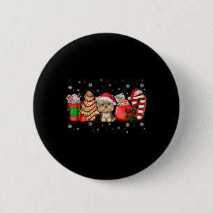 Badge Rond 5 Cm Yorkie Chien de Noël Pyjamas Café Latte Mugs Xma
