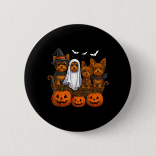 Badge Rond 5 Cm Yorkie Halloween drôle Yorkshire Terrier Chien Tou