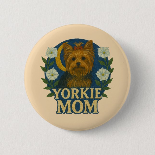 Badge Rond 5 Cm Yorkie Maman (Devant)
