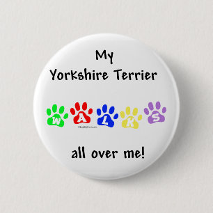 Badge Rond 5 Cm Yorkie Marche Sur Vous - Bouton